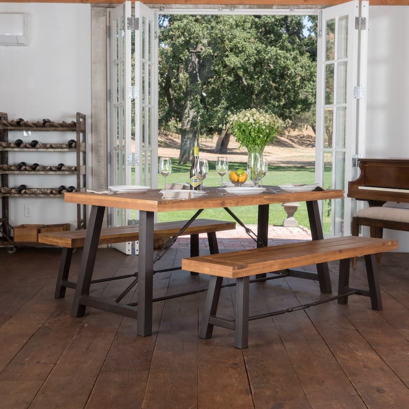 Countryside Inn 3-piece Acacia Wood Picnic Dining Set by Christopher Knight Home