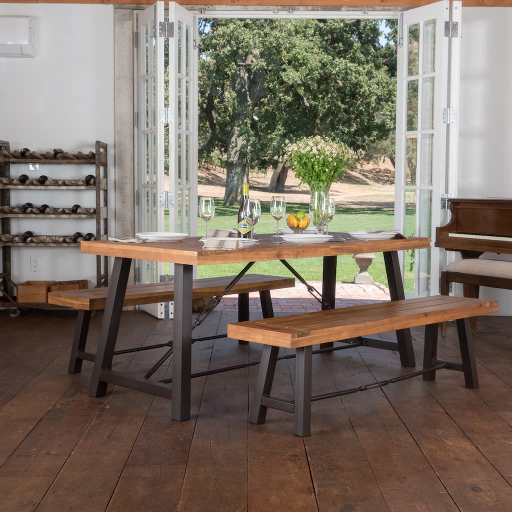Countryside Inn 3-piece Acacia Wood Picnic Dining Set by Christopher Knight Home