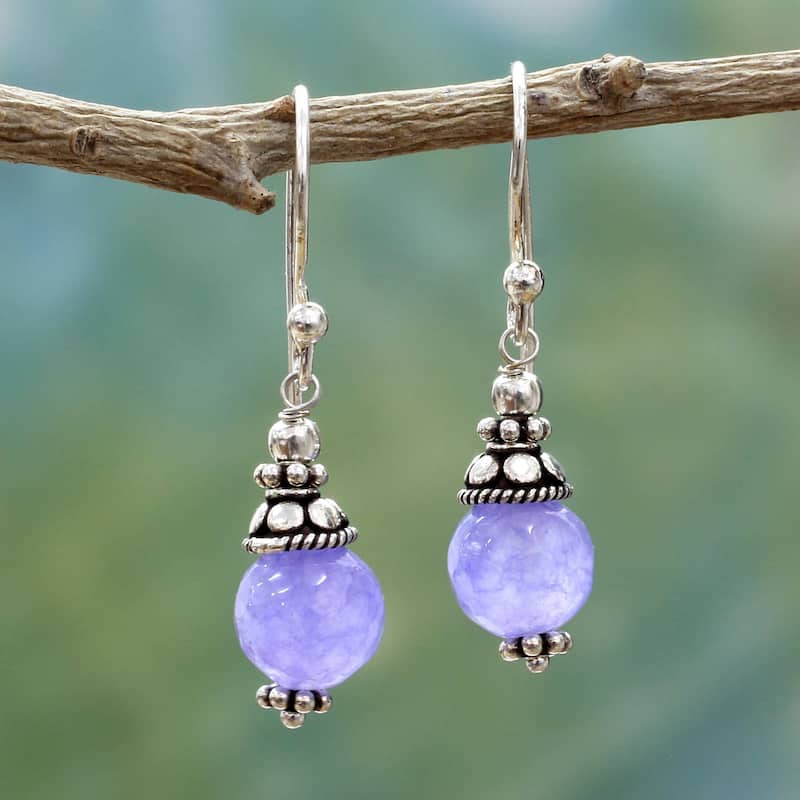 NOVICA Sterling Silver 'Magical Glow' Agate Earrings - 1.4L*0.3W