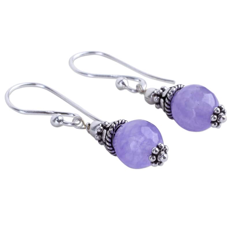 NOVICA Sterling Silver 'Magical Glow' Agate Earrings - 1.4L*0.3W