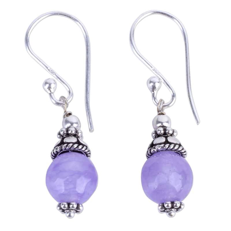 NOVICA Sterling Silver 'Magical Glow' Agate Earrings - 1.4L*0.3W