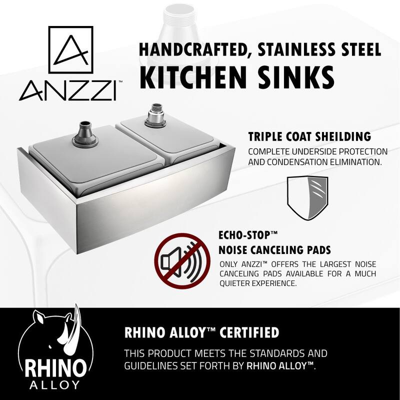 ANZZI Elysian 36" Farmhouse Double Bowl Kitchen Sink
