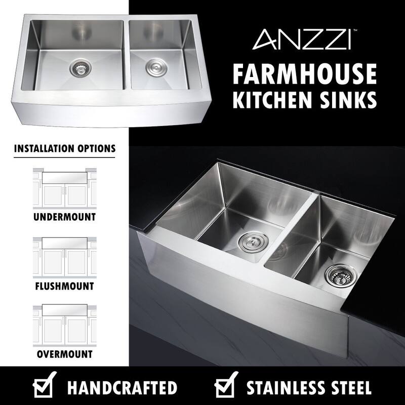 ANZZI Elysian 36" Farmhouse Double Bowl Kitchen Sink
