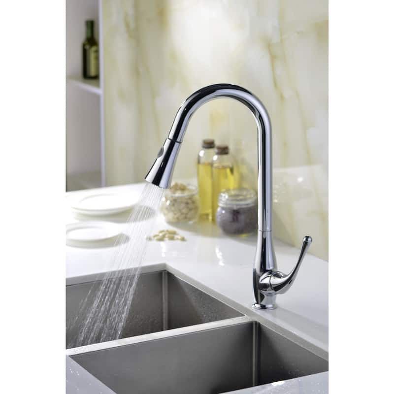 ANZZI Singer Series Single-handle Pull-Down Sprayer Kitchen Faucet in Polished Chrome