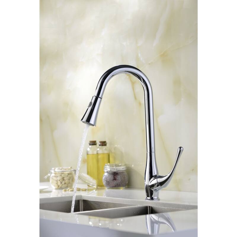 ANZZI Singer Series Single-handle Pull-Down Sprayer Kitchen Faucet in Polished Chrome
