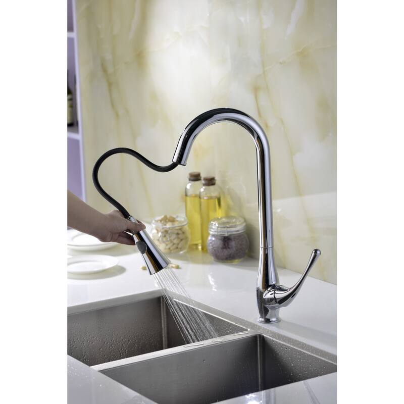 ANZZI Singer Series Single-handle Pull-Down Sprayer Kitchen Faucet in Polished Chrome