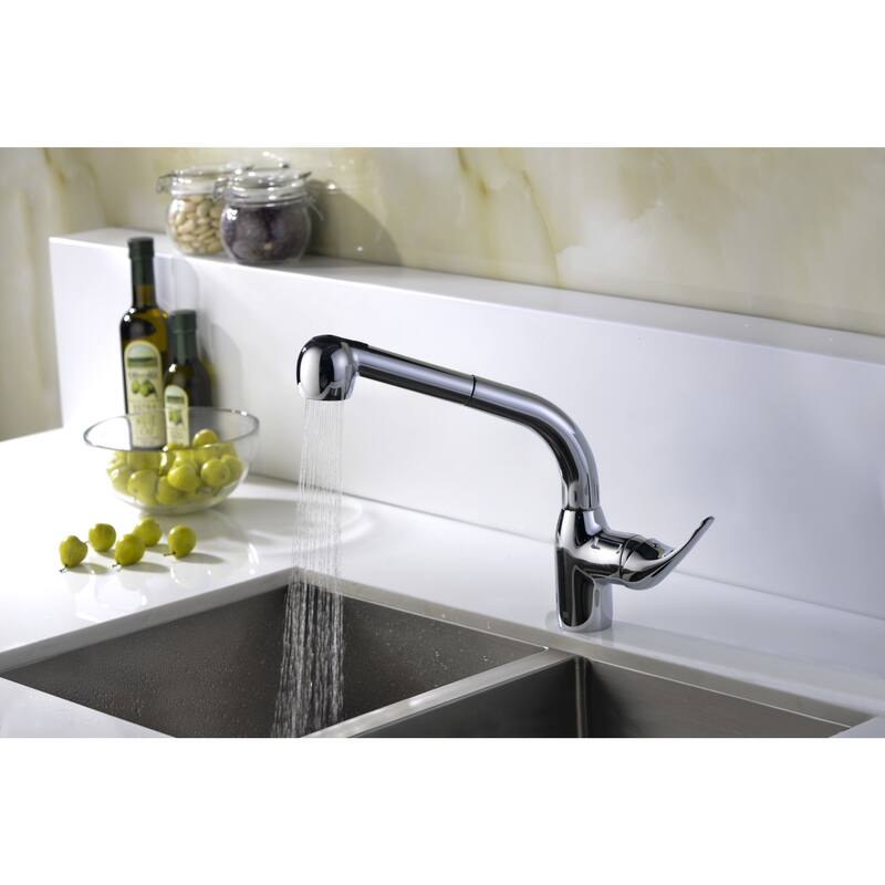 ANZZI Harbour Single-handle Pull-Out Sprayer Kitchen Faucet in Polished Chrome