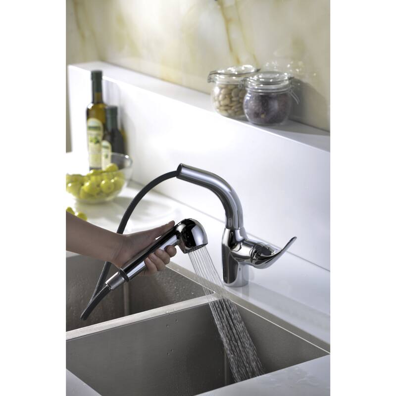 ANZZI Harbour Single-handle Pull-Out Sprayer Kitchen Faucet in Polished Chrome