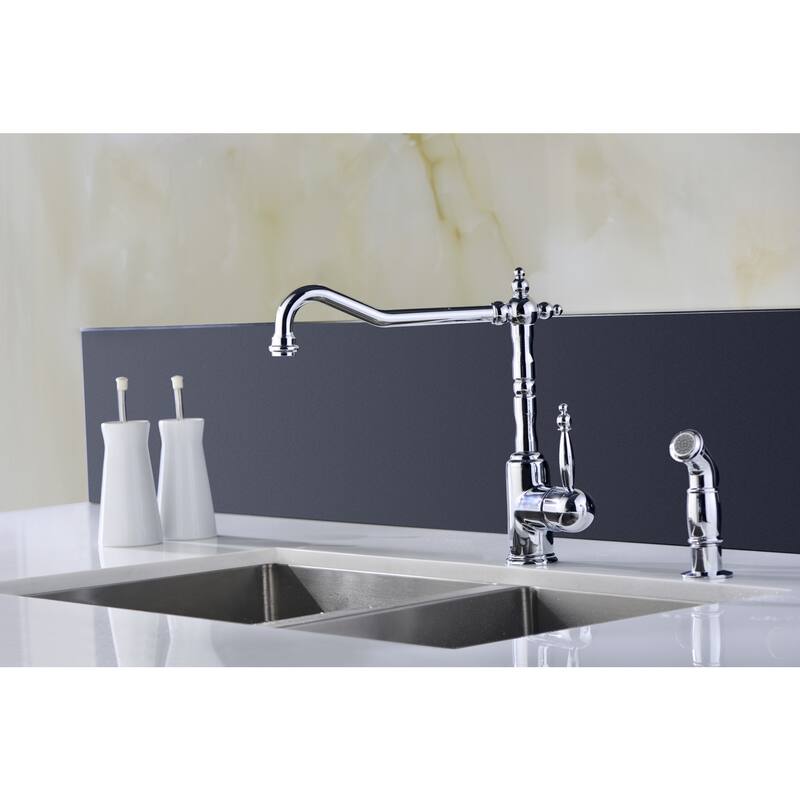 ANZZI Locke Single-Handle Standard Kitchen Faucet with Side Sprayer in Polished Chrome