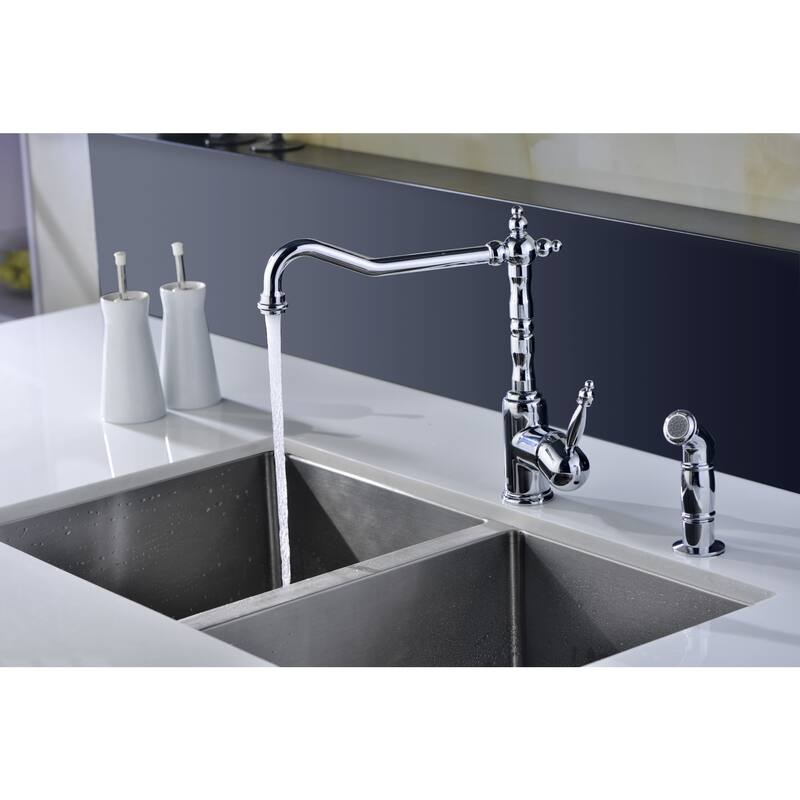 ANZZI Locke Single-Handle Standard Kitchen Faucet with Side Sprayer in Polished Chrome