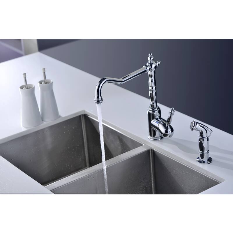 ANZZI Locke Single-Handle Standard Kitchen Faucet with Side Sprayer in Polished Chrome