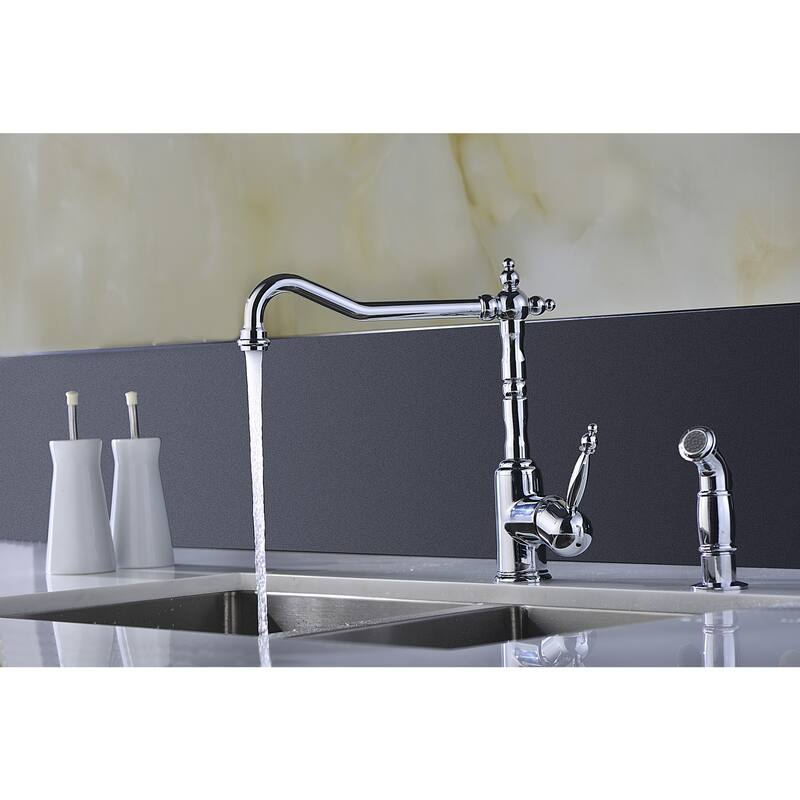 ANZZI Locke Single-Handle Standard Kitchen Faucet with Side Sprayer in Polished Chrome