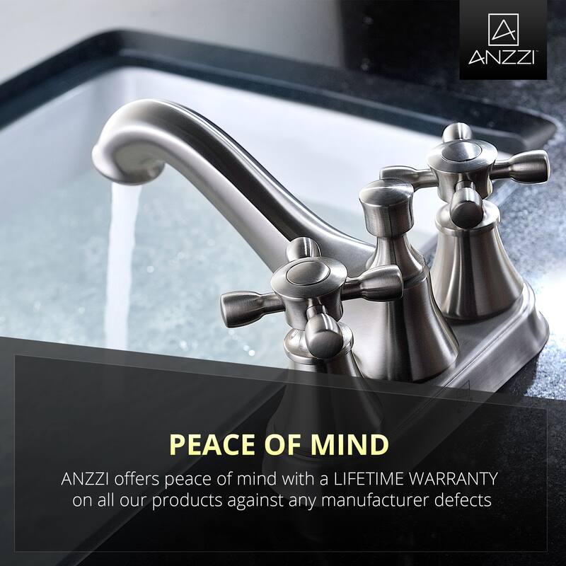 ANZZI Major Series 4-inch Centerset 2-handle Mid-arc Bathroom Faucet in Brushed Nickel