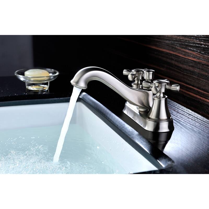ANZZI Major Series 4-inch Centerset 2-handle Mid-arc Bathroom Faucet in Brushed Nickel
