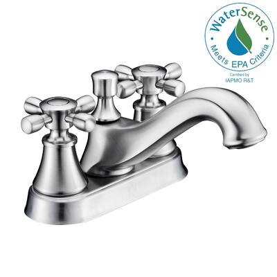 ANZZI Major Series 4-inch Centerset 2-handle Mid-arc Bathroom Faucet in Brushed Nickel