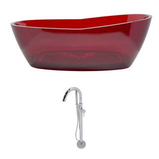 Red Claw Foot Tubs Online At Our Best Bathtubs Deals Anzzi Ember Faux Stone Clear Red Freestanding Soak Tub W Chrome Kros Faucet 5 4