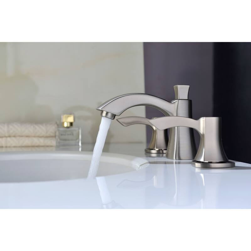 ANZZI Sonata Series 8-inch Widespread 2-handle Mid-arc Bathroom Faucet in Brushed Nickel