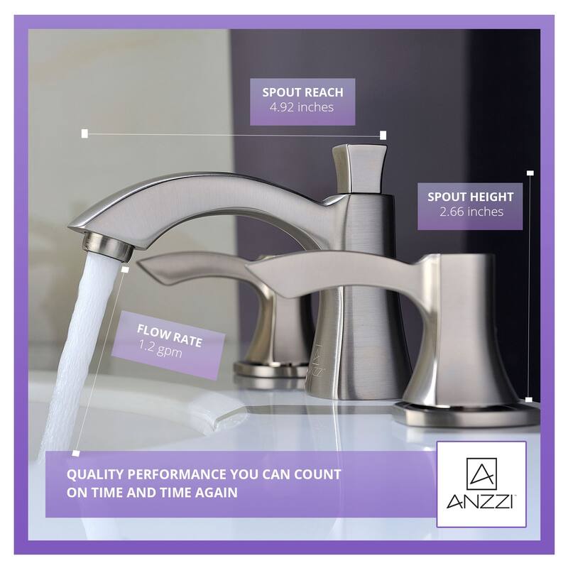 ANZZI Sonata Series 8-inch Widespread 2-handle Mid-arc Bathroom Faucet in Brushed Nickel