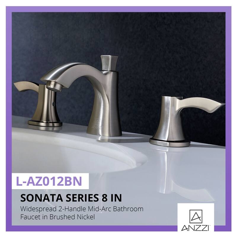 ANZZI Sonata Series 8-inch Widespread 2-handle Mid-arc Bathroom Faucet in Brushed Nickel