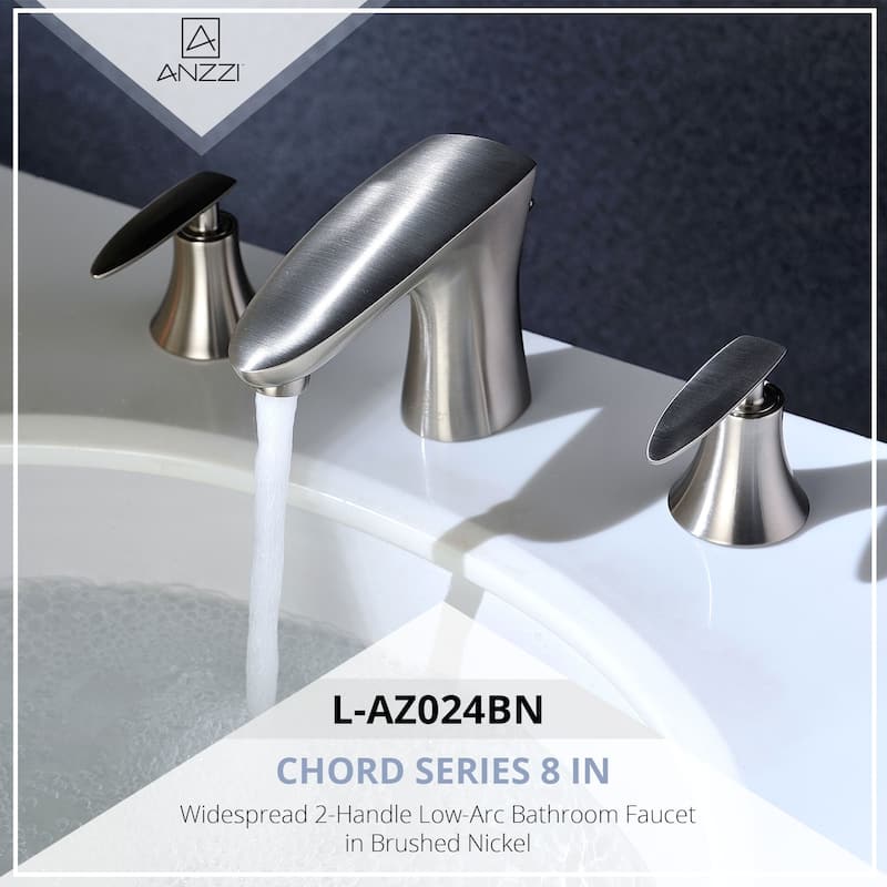 ANZZI Chord 8-inch Widespread 2-handle Low-arc Bathroom Faucet in Brushed Nickel