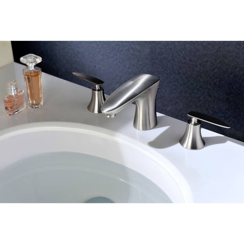 ANZZI Chord 8-inch Widespread 2-handle Low-arc Bathroom Faucet in Brushed Nickel