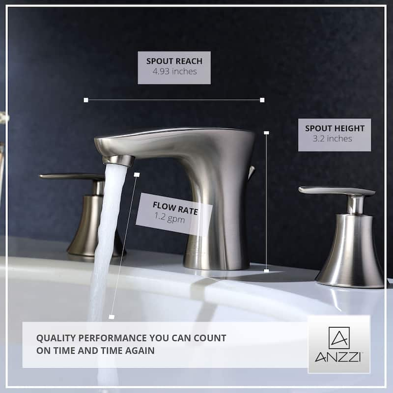 ANZZI Chord 8-inch Widespread 2-handle Low-arc Bathroom Faucet in Brushed Nickel