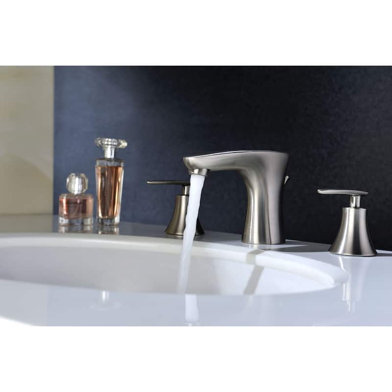 ANZZI Chord 8-inch Widespread 2-handle Low-arc Bathroom Faucet in Brushed Nickel