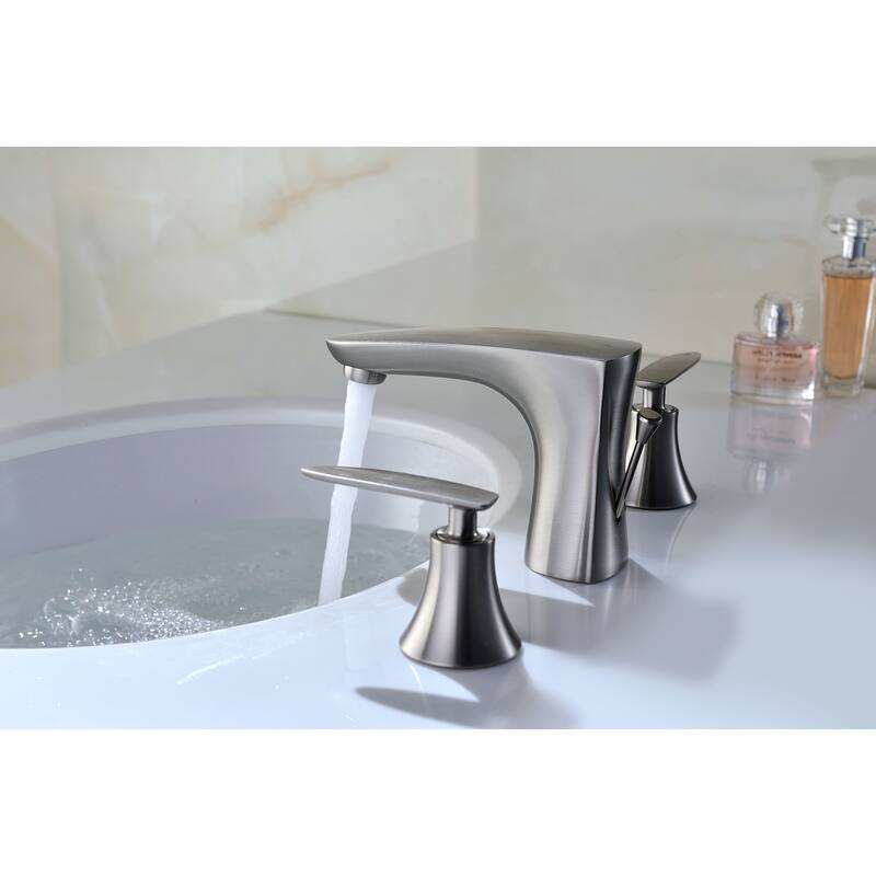 ANZZI Chord 8-inch Widespread 2-handle Low-arc Bathroom Faucet in Brushed Nickel