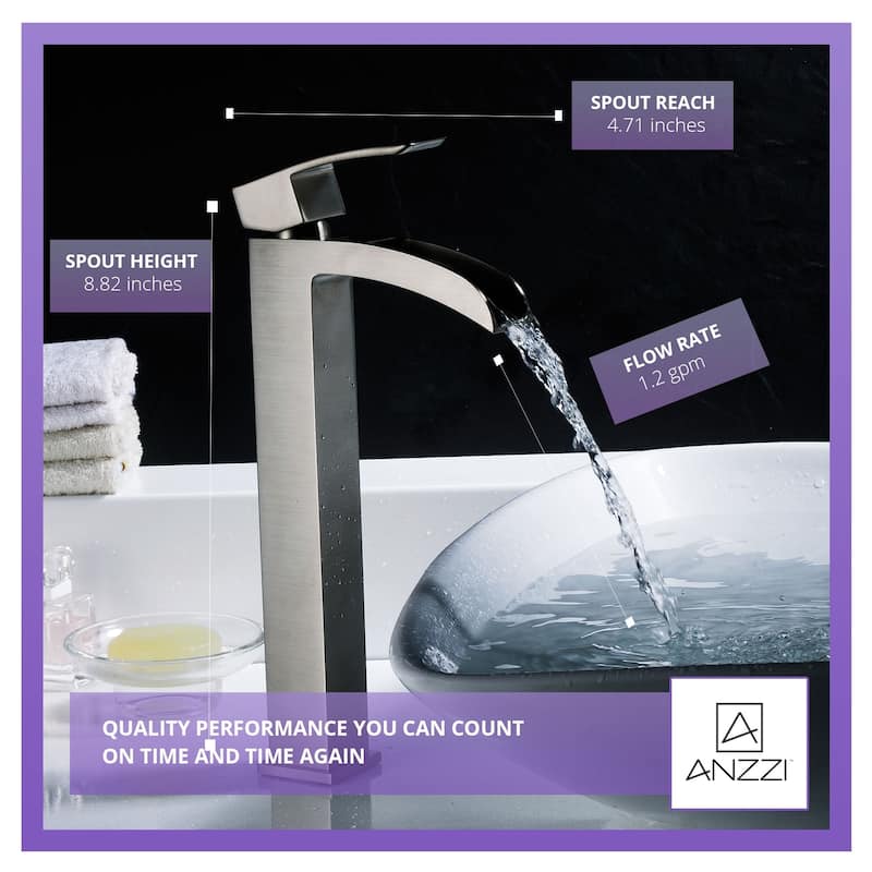 ANZZI Key Single-handle Vessel Bathroom Faucet in Brushed Nickel
