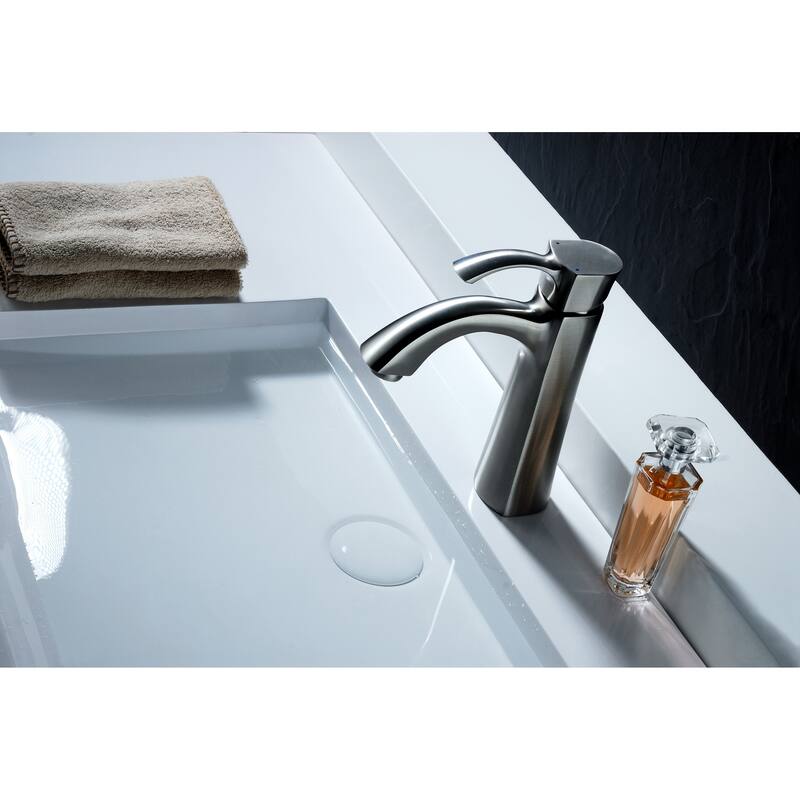 ANZZI Rhythm Single-handle Mid-arc Bathroom Faucet in Brushed Nickel