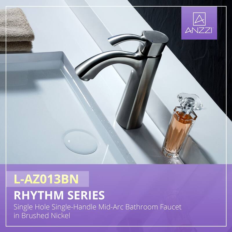 ANZZI Rhythm Single-handle Mid-arc Bathroom Faucet in Brushed Nickel