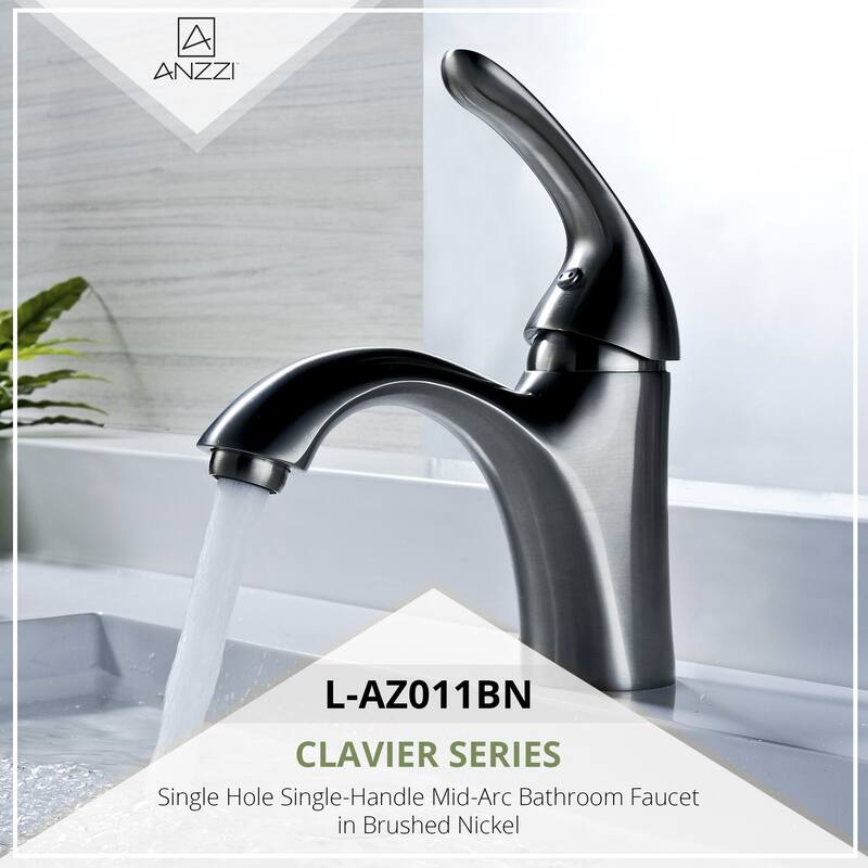 ANZZI Clavier Single Hole Single-handle Mid-arc Bathroom Faucet in Brushed Nickel
