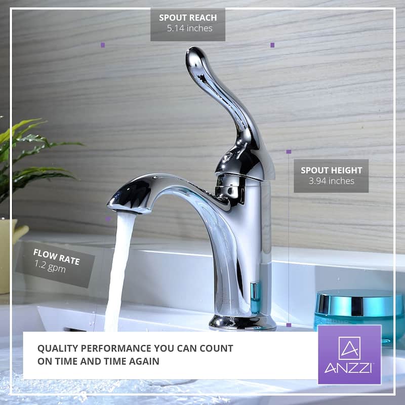 ANZZI Arc Single Hole Single-handle Low-arc Bathroom Faucet in Polished Chrome