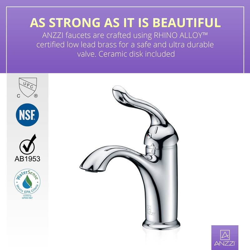 ANZZI Arc Single Hole Single-handle Low-arc Bathroom Faucet in Polished Chrome