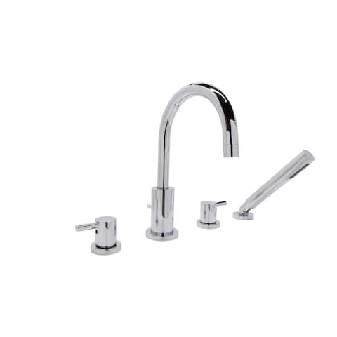 ANZZI Lien Series 2-handle Lever Deck-mount Roman Tub Faucet with Handheld Sprayer in Polished Chrome