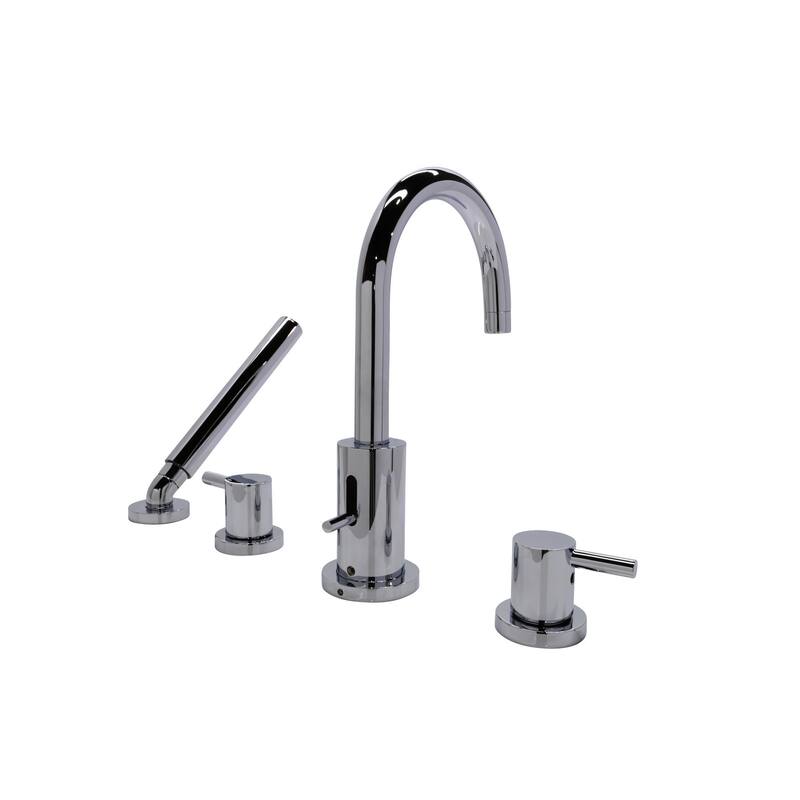 ANZZI Lien Series 2-handle Lever Deck-mount Roman Tub Faucet with Handheld Sprayer in Polished Chrome