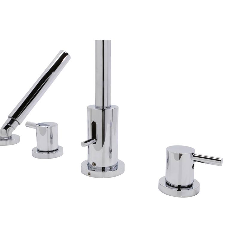 ANZZI Lien Series 2-handle Lever Deck-mount Roman Tub Faucet with Handheld Sprayer in Polished Chrome