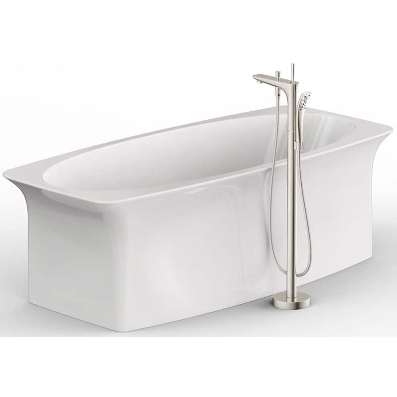 ANZZI Kase Series 1-handle Freestanding Claw Foot Tub Faucet with Hand Shower in Brushed Nickel