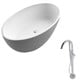 preview thumbnail 1 of 6, Anzzi Cestino 5.5-foot Man-made Stone Classic Soaking Bathtub in Matte White with Kros Faucet in Chrome