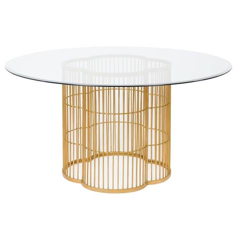 SAFAVIEH Couture High Line Collection Noore Gold Leaf Glass Dining Table