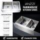preview thumbnail 2 of 14, ANZZI Elysian 36" Farmhouse Double Bowl Kitchen Sink with Nickel Singer Faucet - Silver