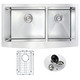 preview thumbnail 16 of 14, ANZZI Elysian 36" Farmhouse Double Bowl Kitchen Sink with Nickel Singer Faucet - Silver
