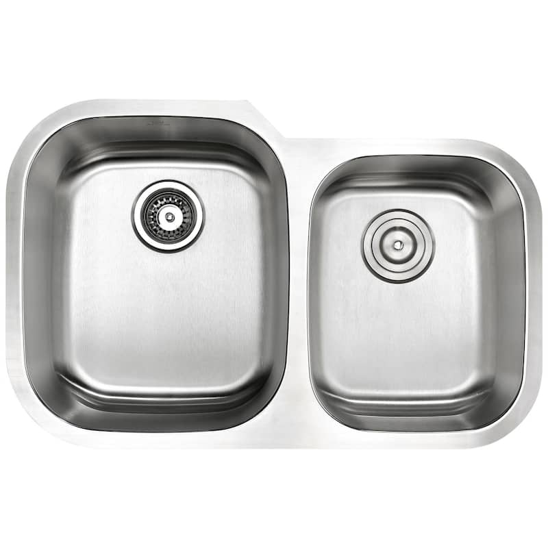 ANZZI Moore Stainless Steel 32-inch Double Bowl Undermount Kitchen Sink with Singer Brushed Nickel Faucet