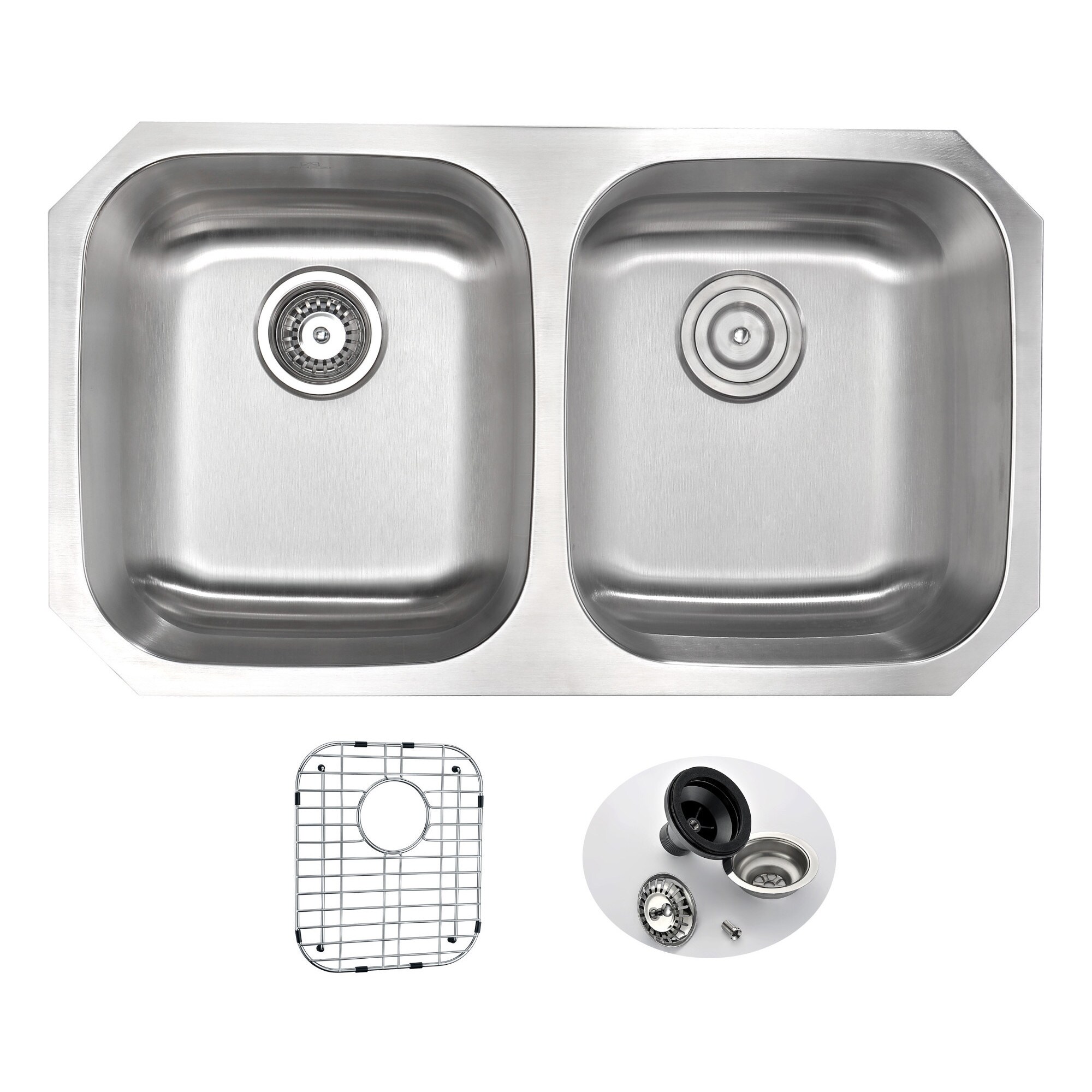 Shop Anzzi Moore Undermount Stainless Steel 32 Inch Double Bowl