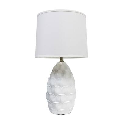 Elegant Designs White Resin Table Lamp w/ Fabric Shade