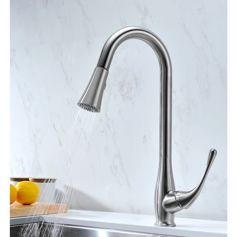 ANZZI Elysian 33" Farmhouse Double Bowl Kitchen Sink with Brushed Nickel Singer Faucet