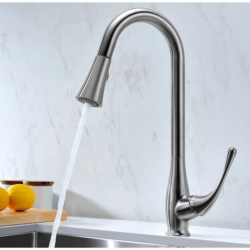 ANZZI Elysian 33" Farmhouse Double Bowl Kitchen Sink with Brushed Nickel Singer Faucet