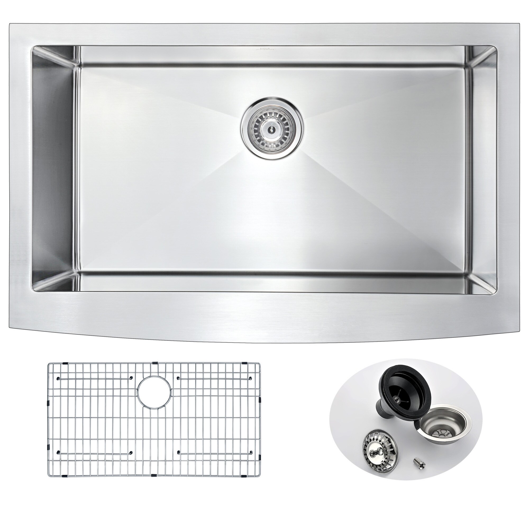 Shop Anzzi Elysian Farmhouse Stainless Steel 36 Inch 0 Hole