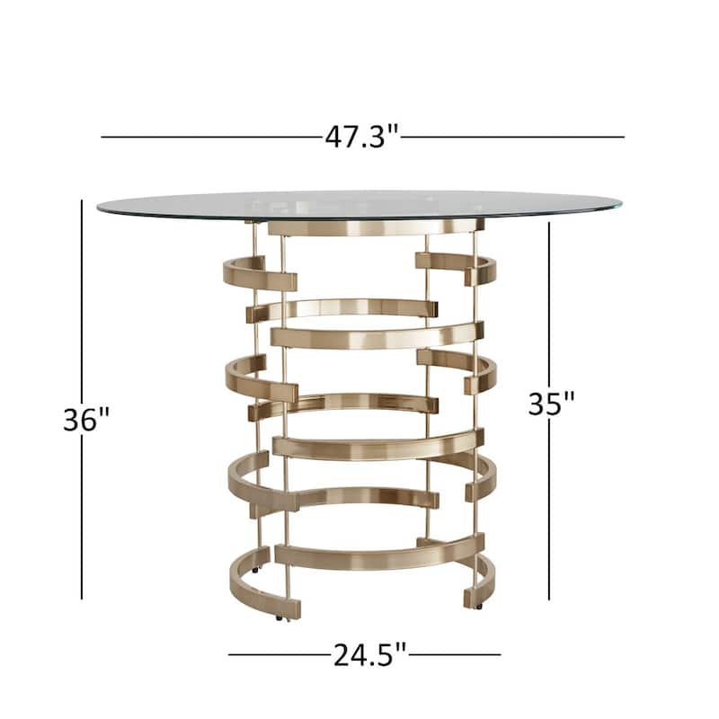 Nova Round Glass Top Vortex Iron Base Counter Height Table by iNSPIRE Q Bold