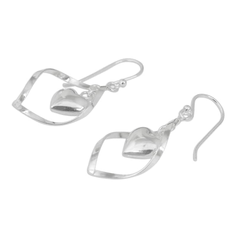 Sterling Silver 'Captive Heart' Earrings - 1.5L*0.6W